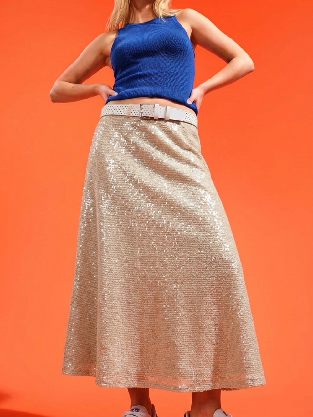 NWT Simply Vera Vera Wang Ivory Sequin A-Line Skirt